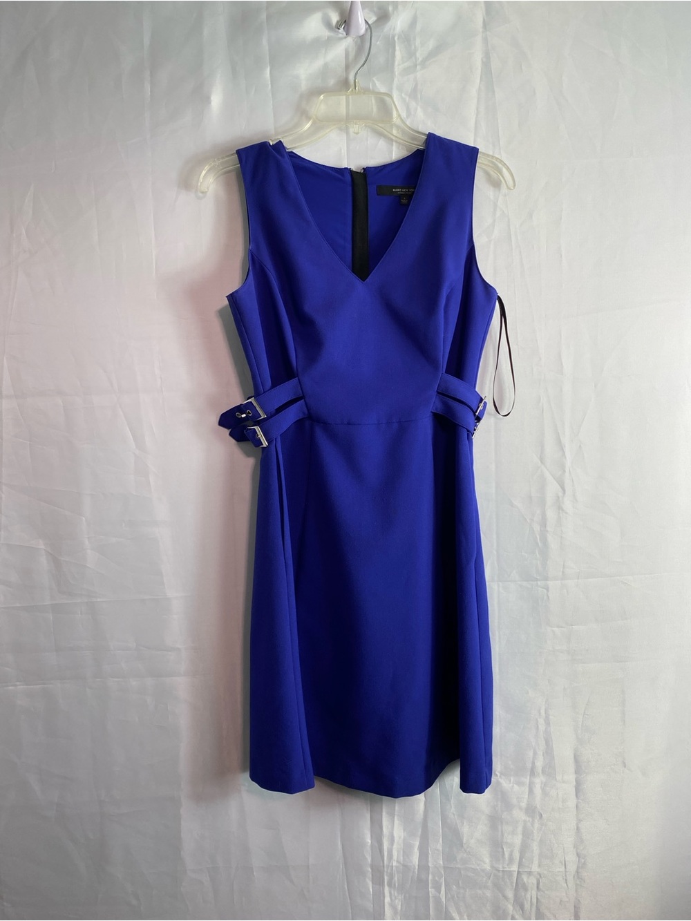 Marc New York Cobalt Blue Sleeveless V-Neck Mini Dress with Side Buckles